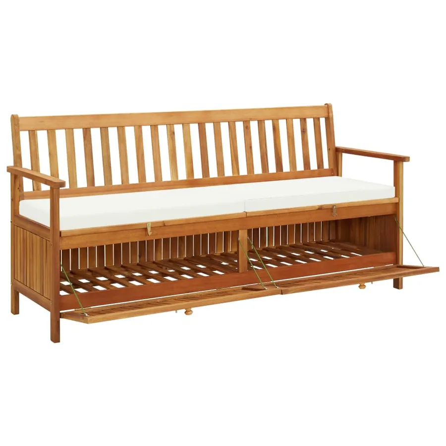 Banc de rangement avec coussin 170 cm Bois d'acacia solide - 3