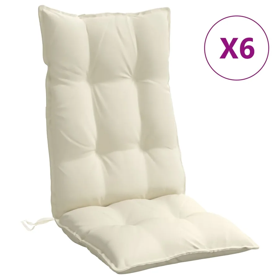 Coussins de chaise à dossier haut lot de 6 crème tissu oxford - 2
