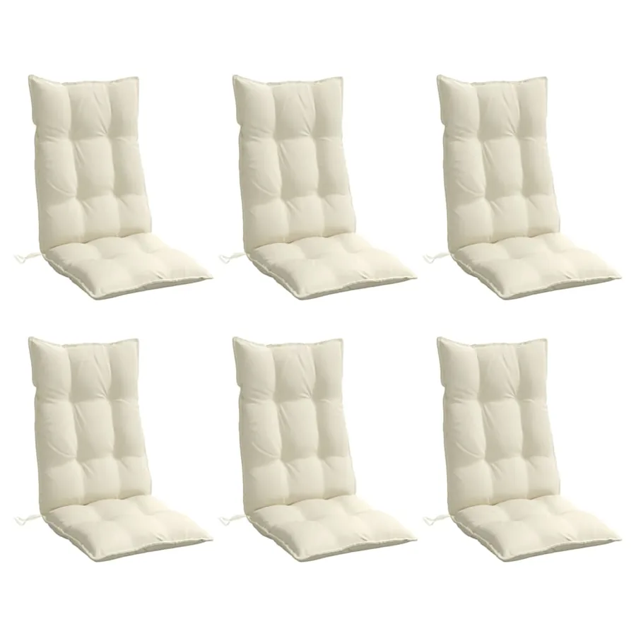 Coussins de chaise à dossier haut lot de 6 crème tissu oxford - 3