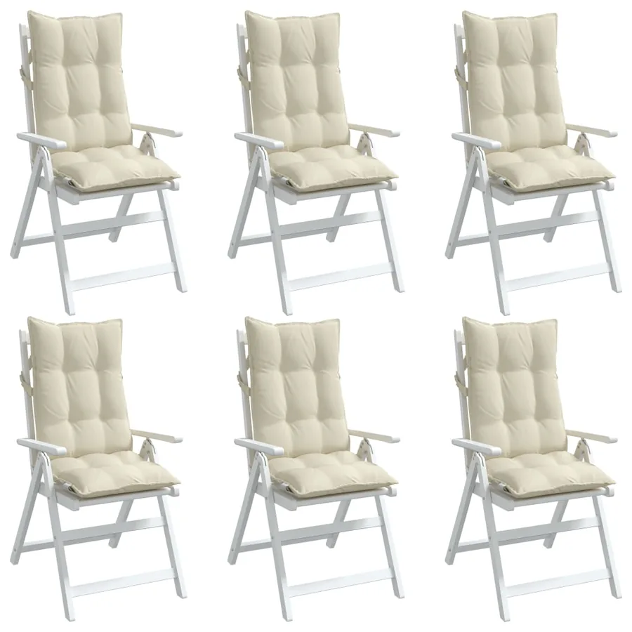 Coussins de chaise à dossier haut lot de 6 crème tissu oxford - 4