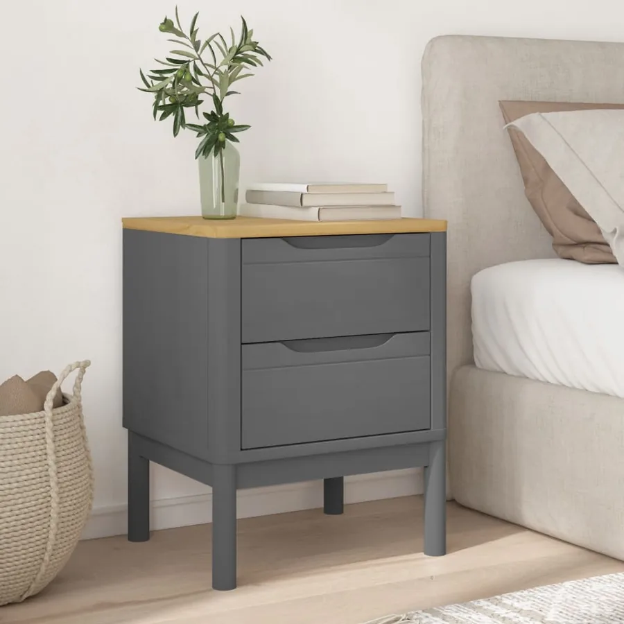 Table de chevet FLORO gris 45x39x57 cm bois de pin massif - 3