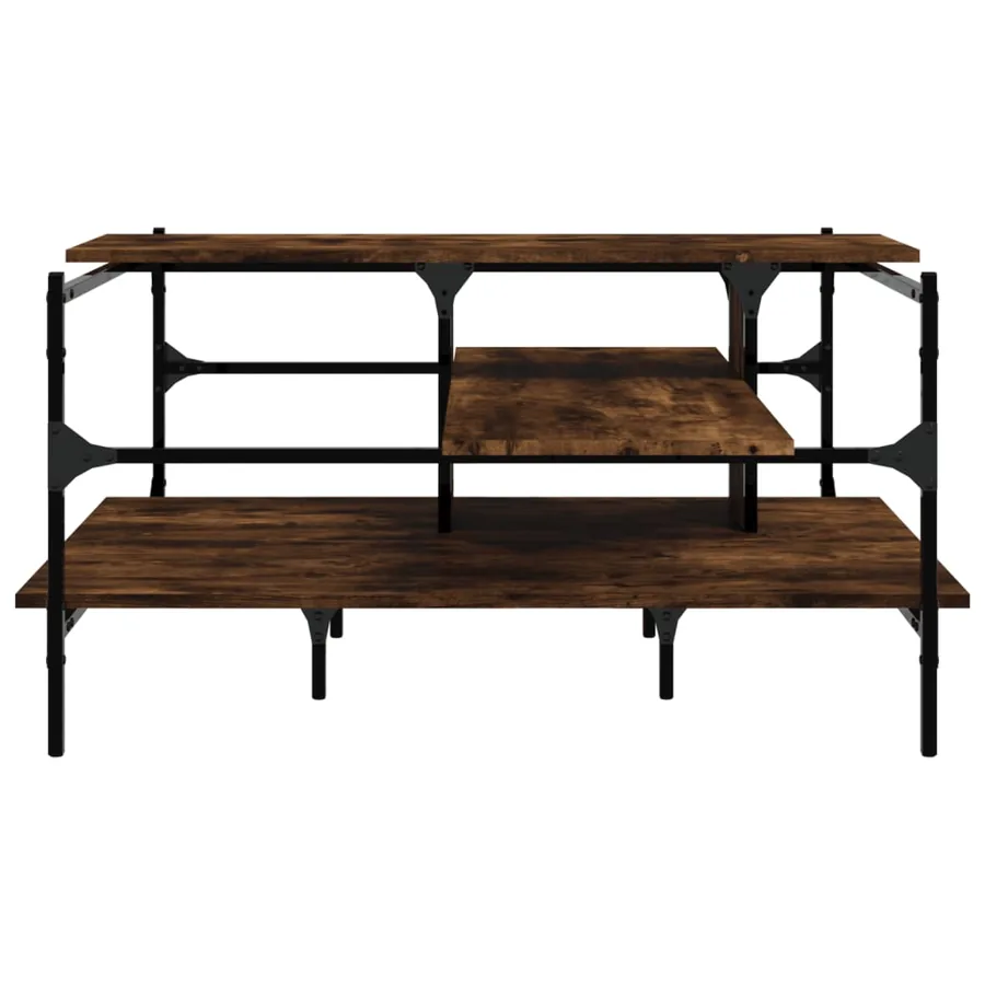 Table basse chêne fumé 100x100x48,5 cm bois d'ingénierie - 5