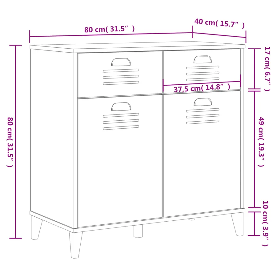 Buffet VIKEN noir 80x40x80 cm bois d'ingénierie - 10
