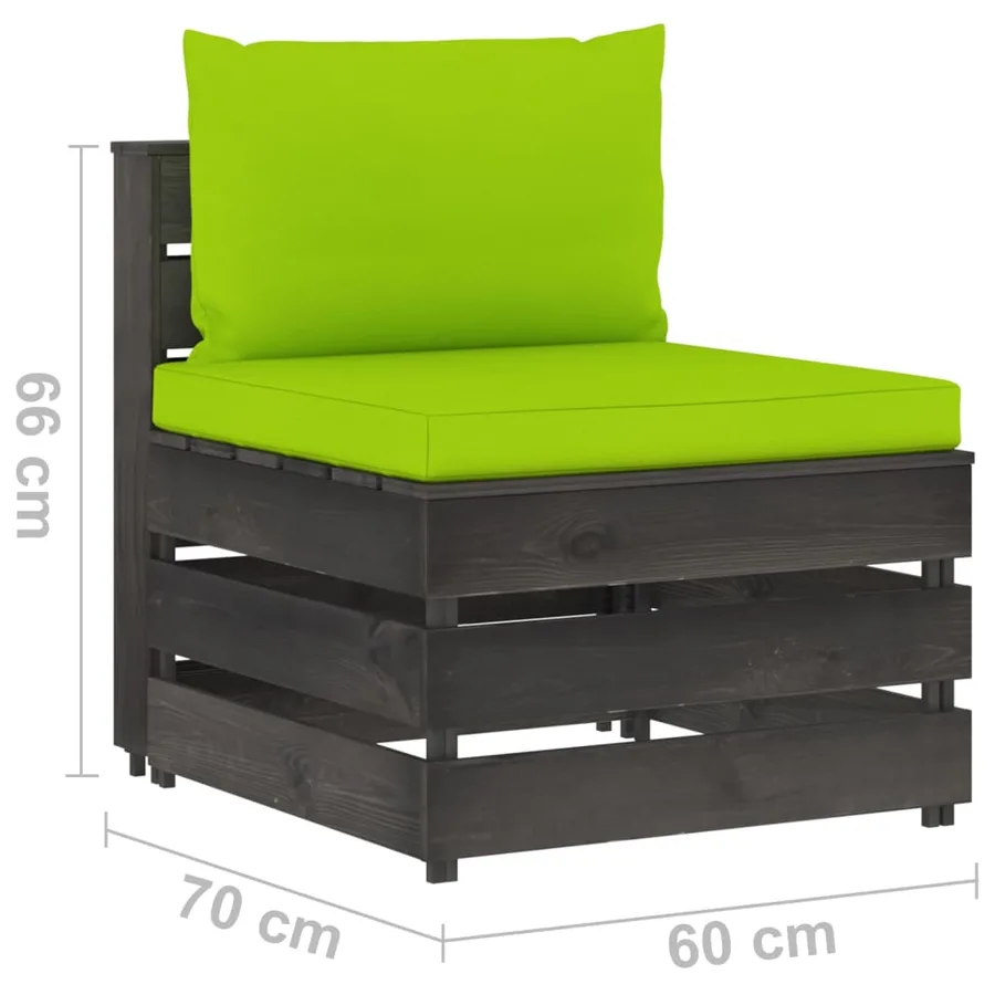 Canapé central sectionnel avec coussins Bois imprégné de gris - 6