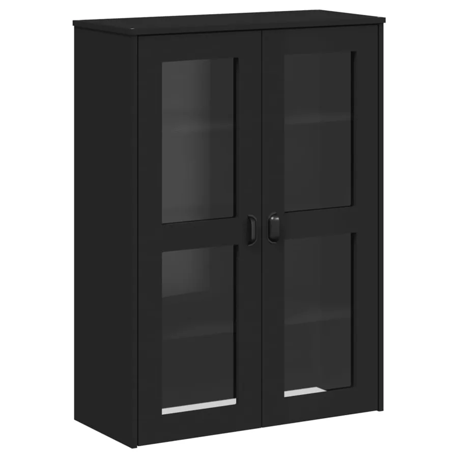 Buffet VIKEN noir 80x40x190 cm bois massif de pin - 8
