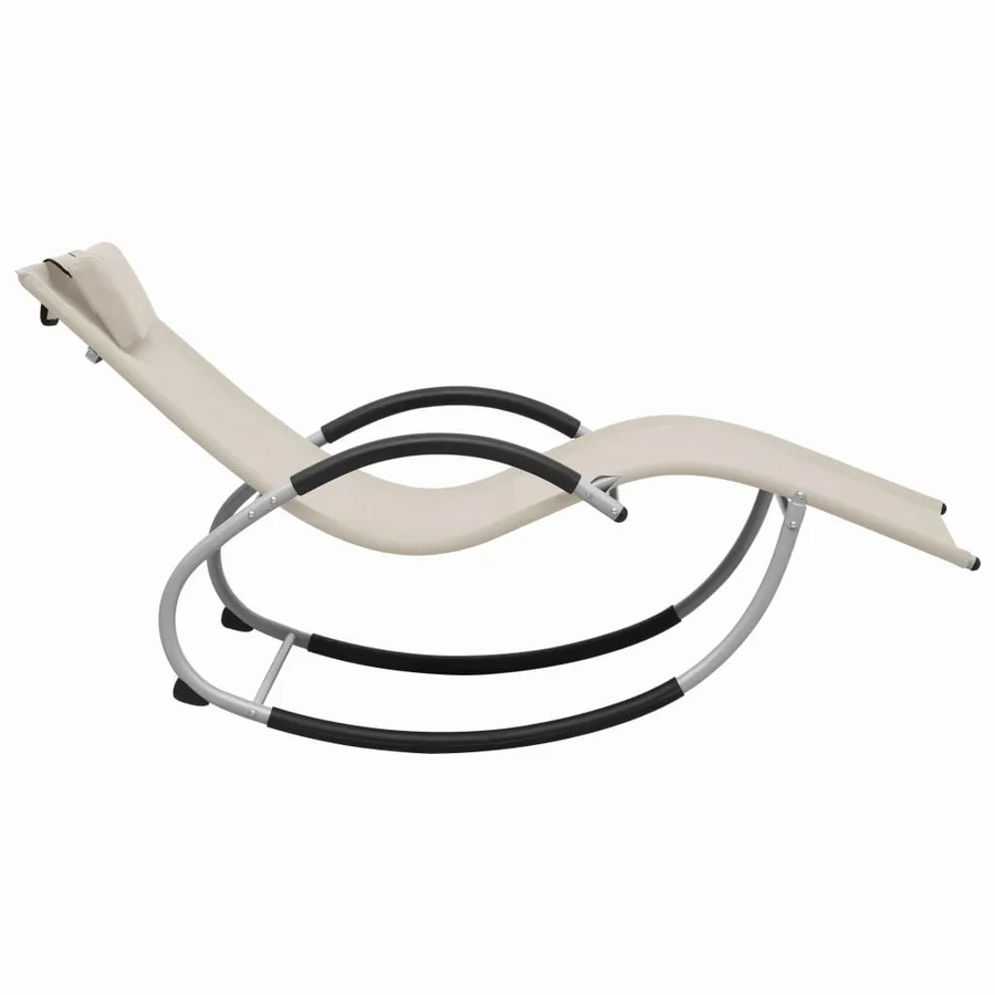 Chaise longue avec oreiller textilène noir - 11