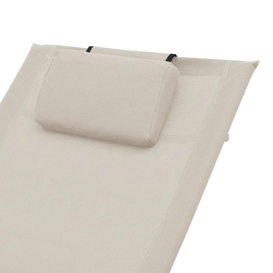 Chaise longue avec oreiller textilène noir - 13
