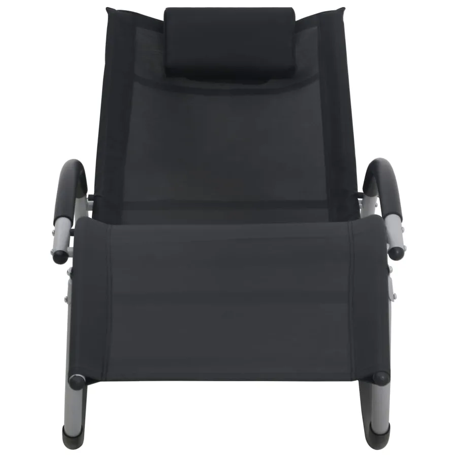Chaise longue avec oreiller textilène noir - 16