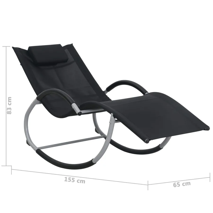 Chaise longue avec oreiller textilène noir - 19