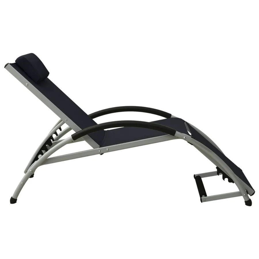 Chaise longue avec oreiller textilène noir - 3