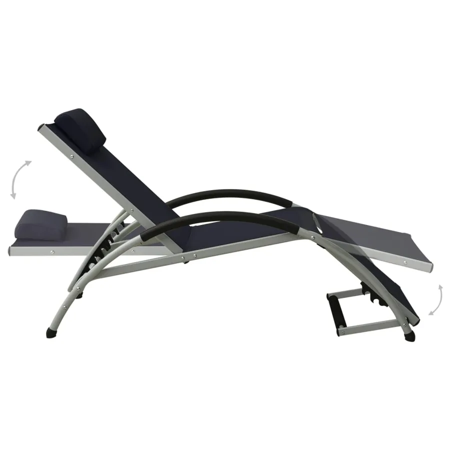 Chaise longue avec oreiller textilène noir - 5