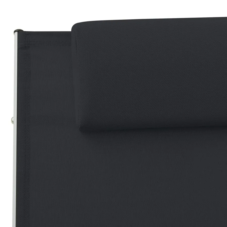 Chaise longue avec oreiller textilène noir - 7
