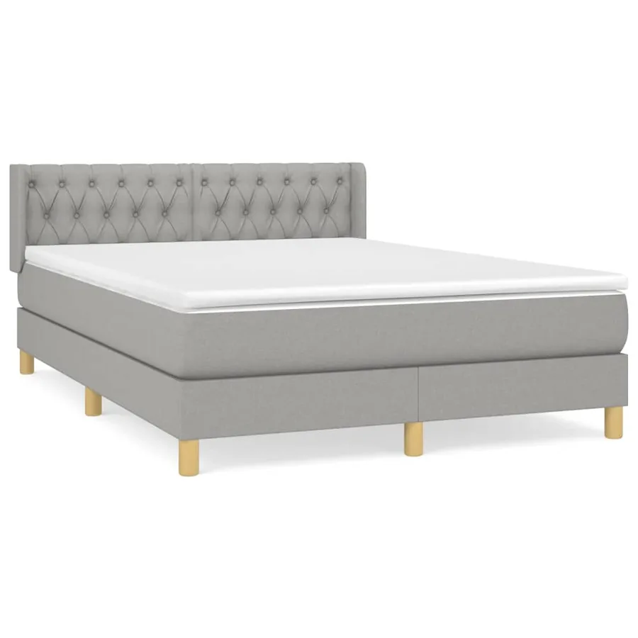 Sommier à lattes de lit avec matelas Gris clair 140x190cm Tissu - 2