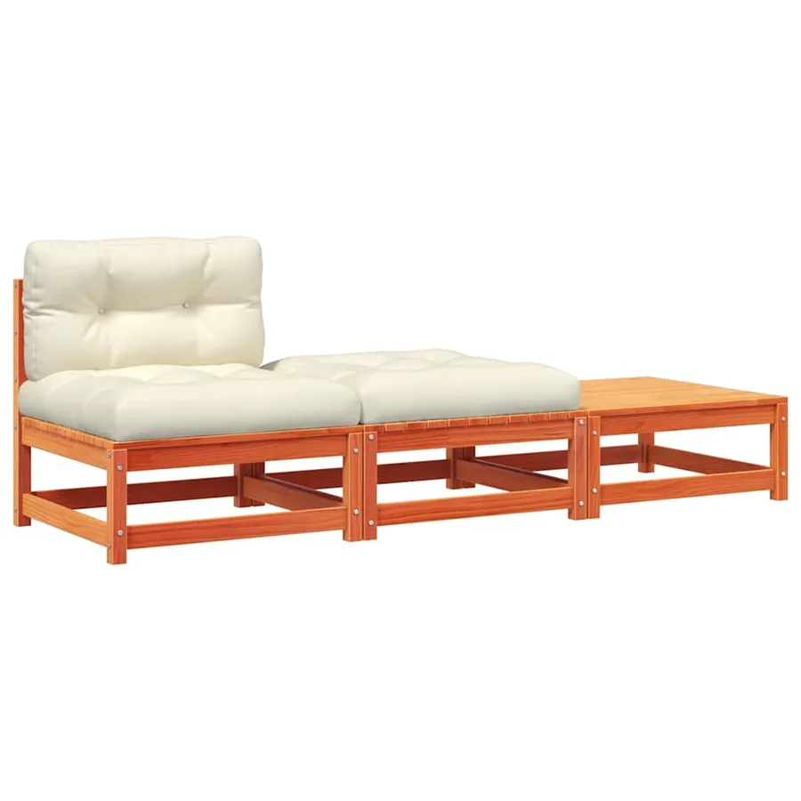Canapé de jardin sans accoudoirs avec coussins et repose-pieds - 2