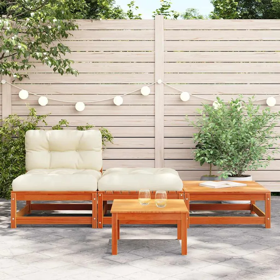 Canapé de jardin sans accoudoirs avec coussins et repose-pieds - 3