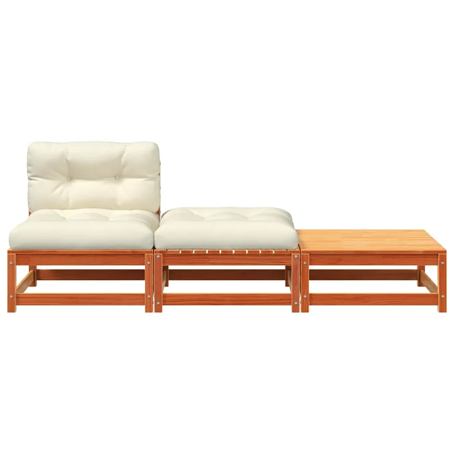 Canapé de jardin sans accoudoirs avec coussins et repose-pieds - 5