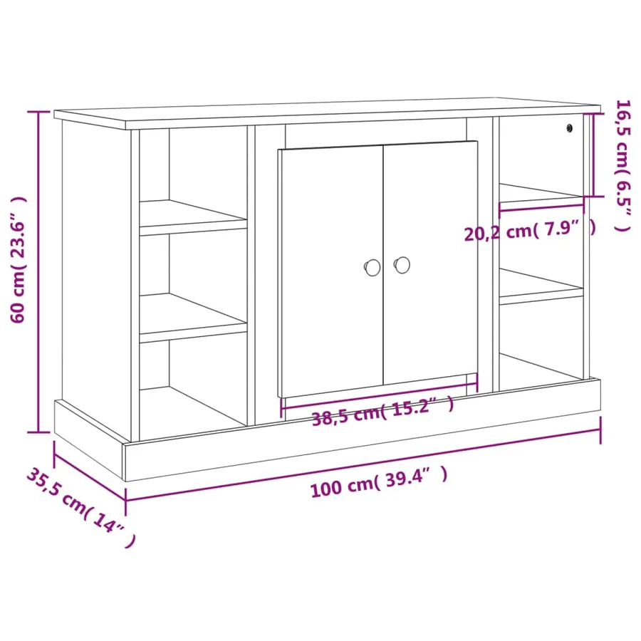 Buffet Chêne sonoma 100x35,5x60 cm Bois d'ingénierie - 10