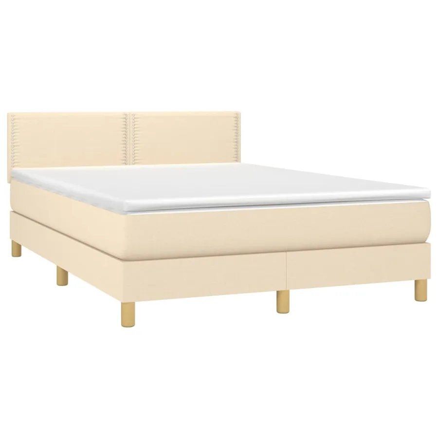 Sommier à lattes de lit avec matelas LED Crème 140x200 cm Tissu - 4