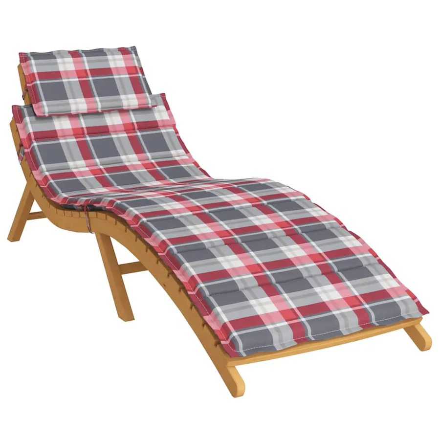 Coussin de chaise longue à carreaux rouge 186x58x4 cm - 3