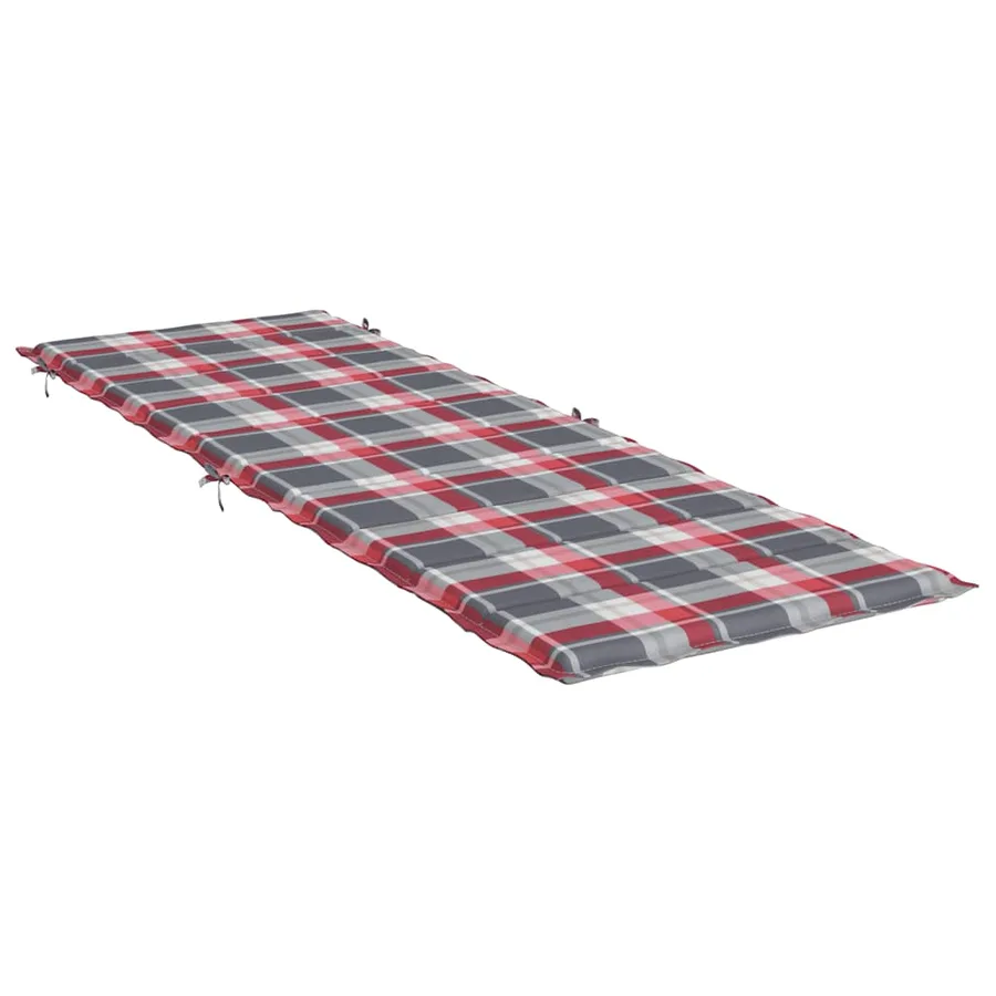 Coussin de chaise longue à carreaux rouge 186x58x4 cm - 4