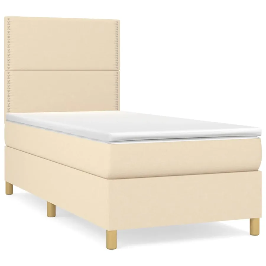 Sommier à lattes de lit avec matelas Crème 100x200 cm Tissu - 2