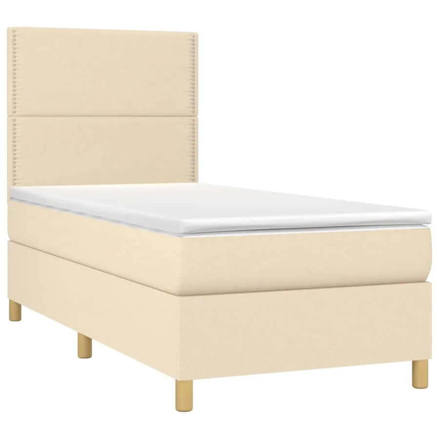 Sommier à lattes de lit avec matelas Crème 100x200 cm Tissu - 3