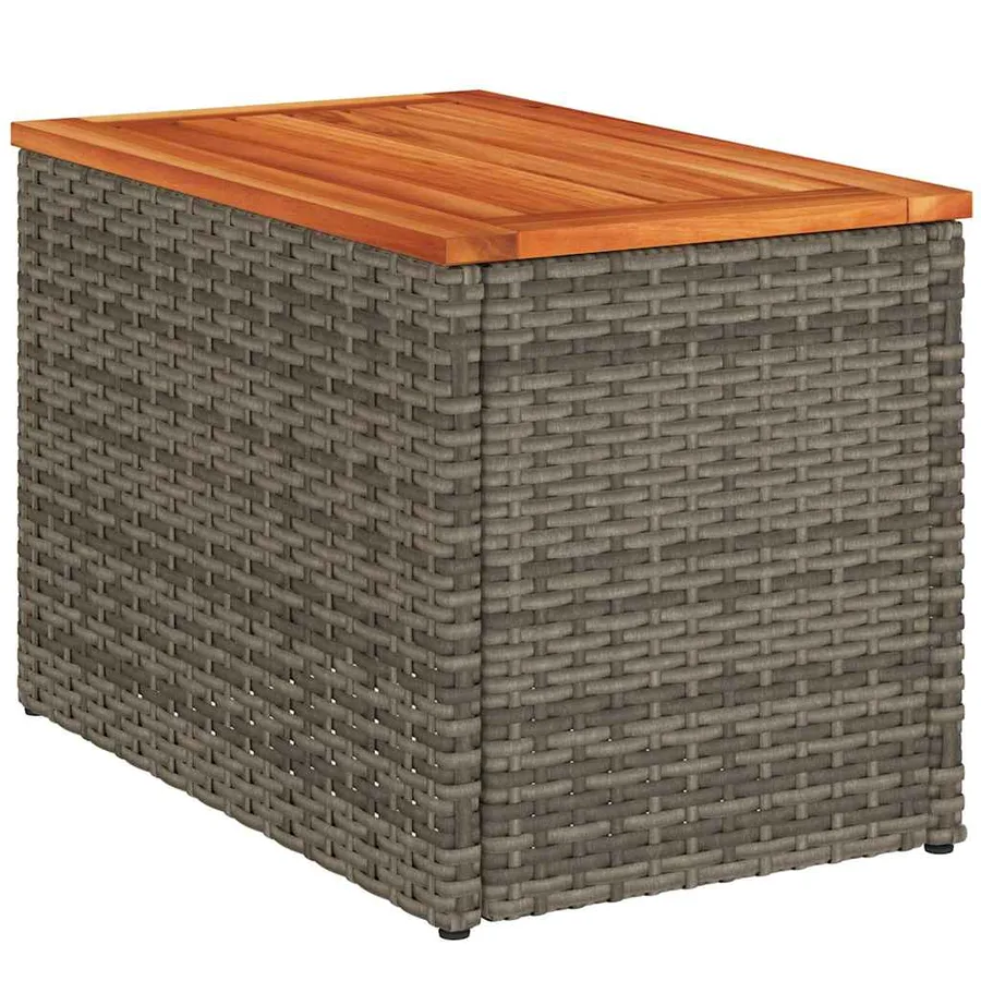 Tables d'appoint de jardin 2 pcs gris rotin bois massif - 8