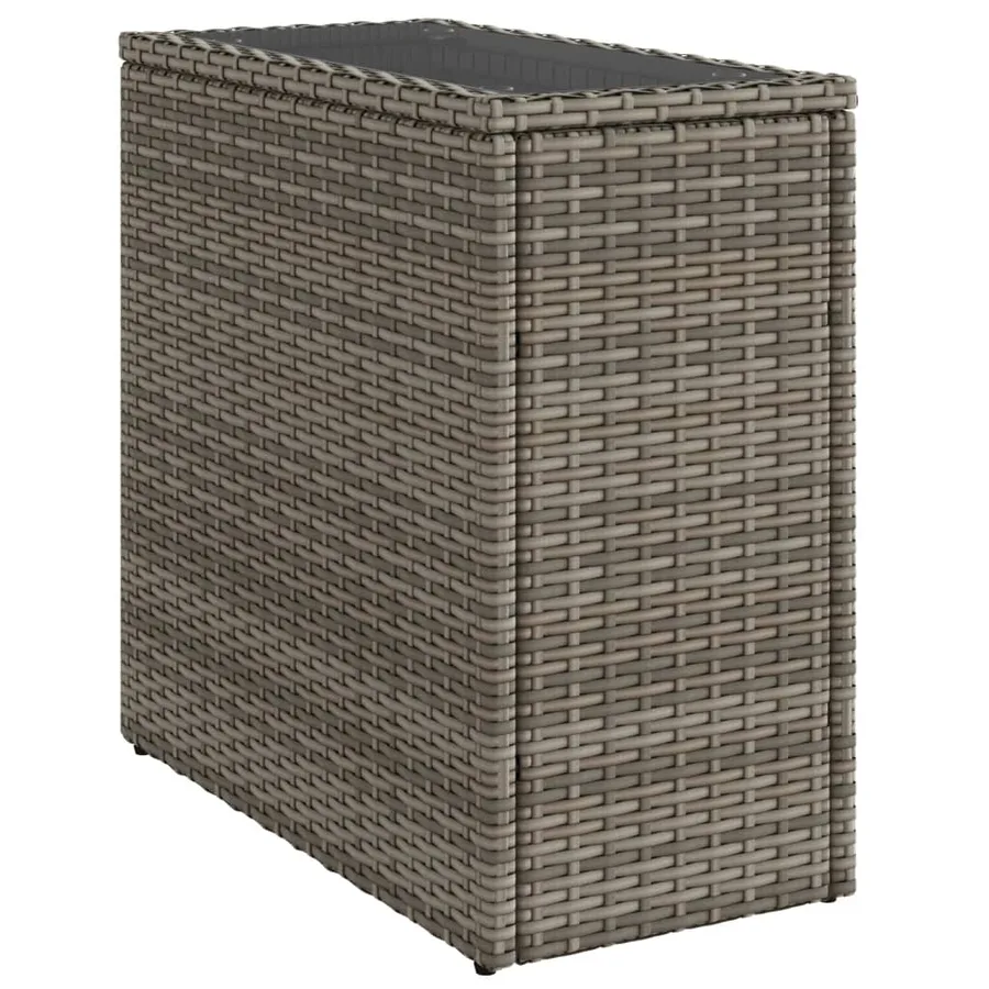 Table d'appoint de jardin avec dessus en verre gris rotin - 2