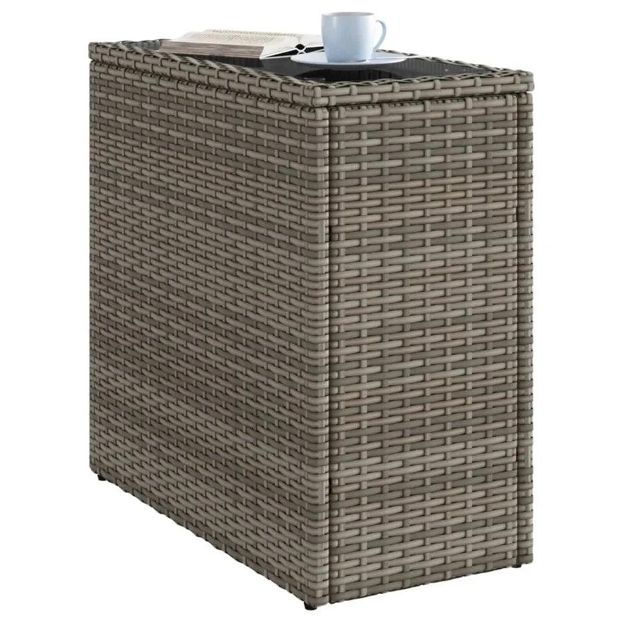 Table d'appoint de jardin avec dessus en verre gris rotin - 4