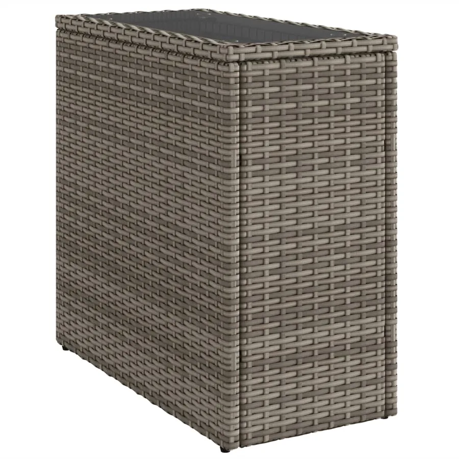 Table d'appoint de jardin avec dessus en verre gris rotin - 7