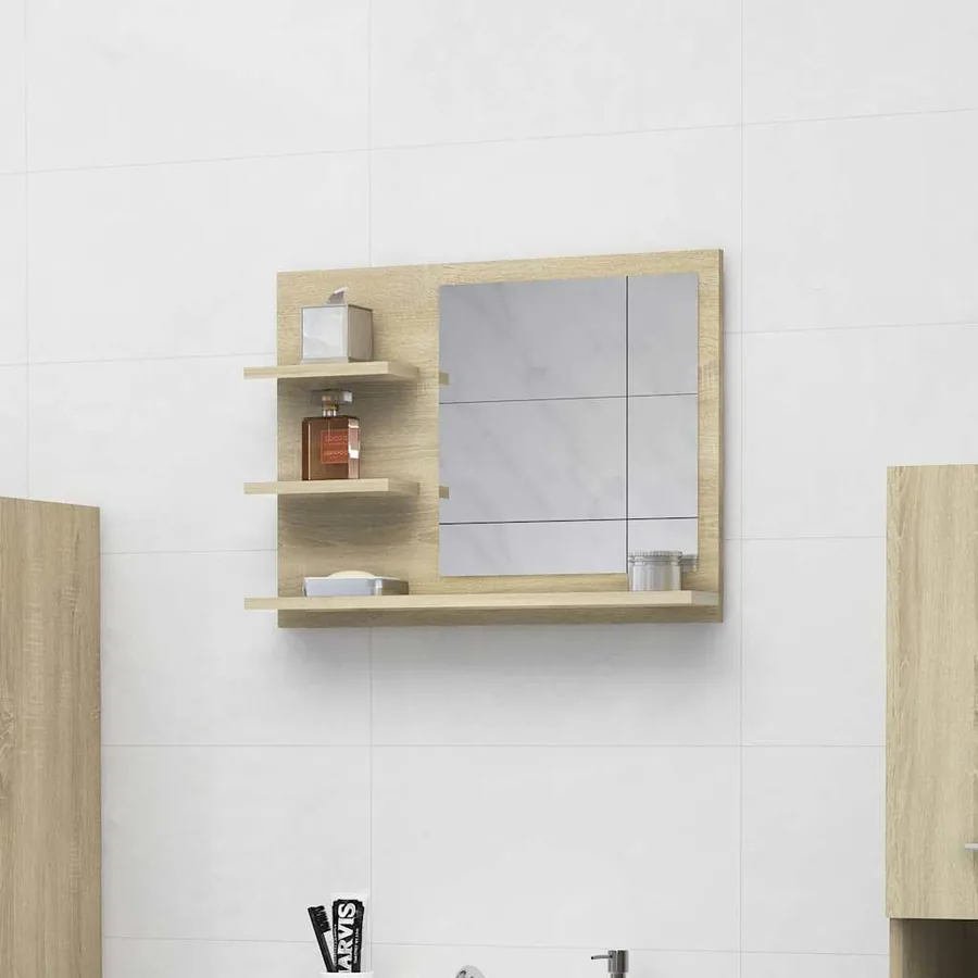 Miroir de salle de bain chêne sonoma bois d’ingénierie