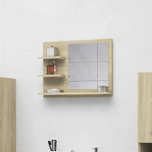 Miroir de salle de bain chêne sonoma bois d’ingénierie