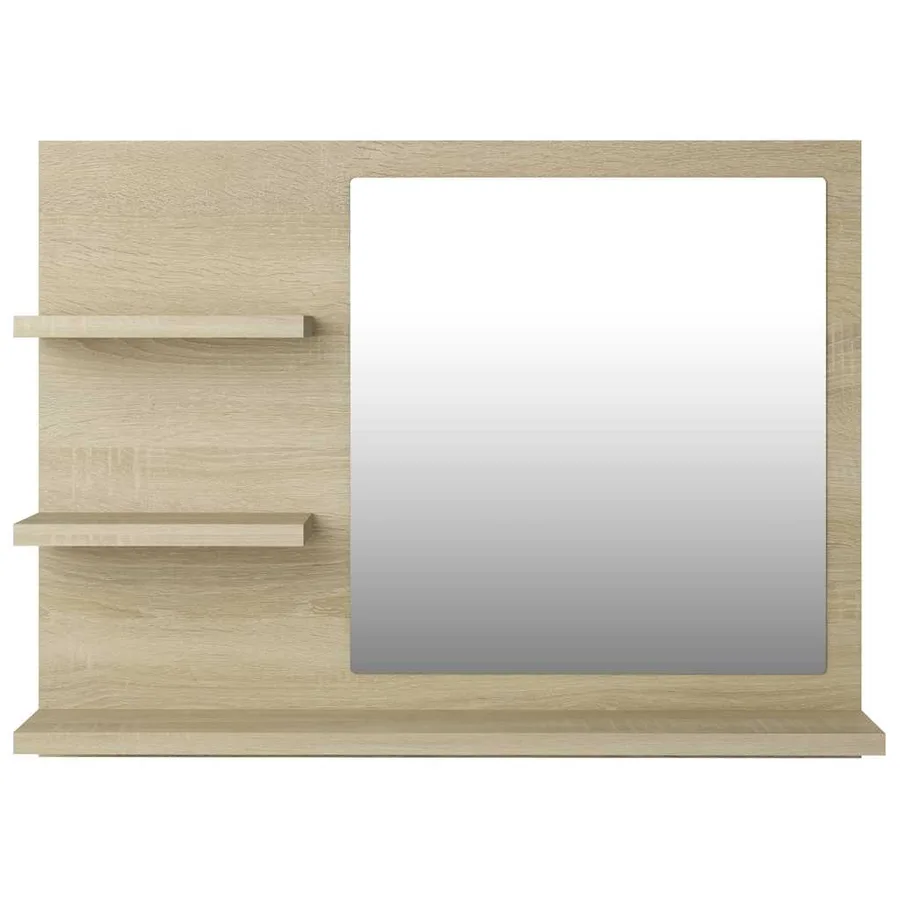 Miroir de salle de bain chêne sonoma bois d’ingénierie - 4