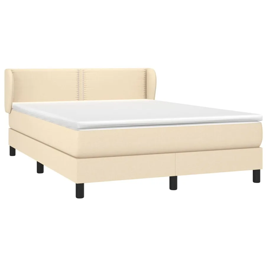 Sommier à lattes de lit avec matelas Crème 140x200 cm Tissu - 3
