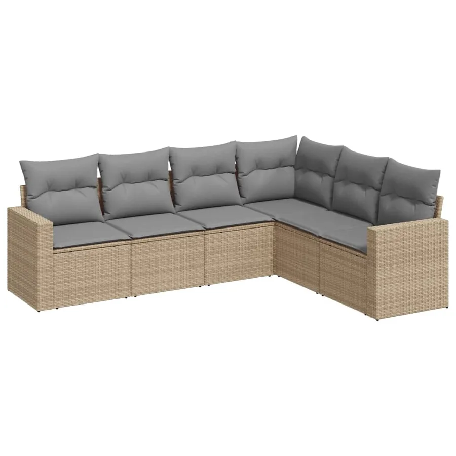 Salon de jardin avec coussins 6 pcs beige résine tressée - 2