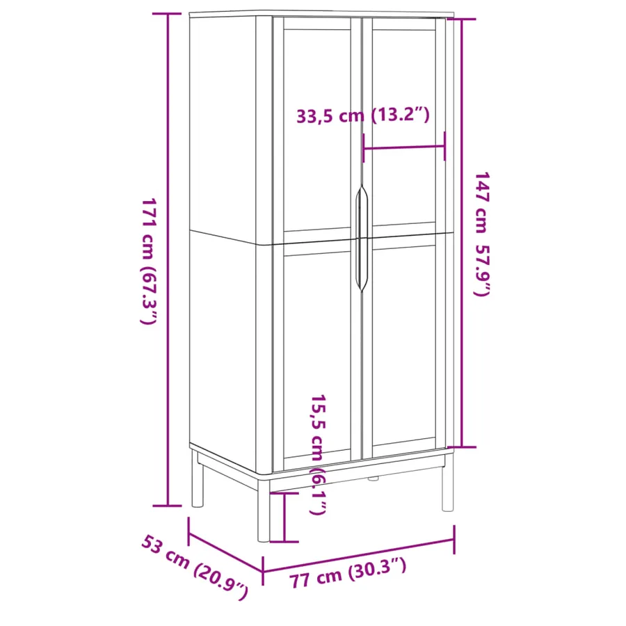 Garde-robe FLORO blanc 77x53x171 cm bois massif de pin - 10
