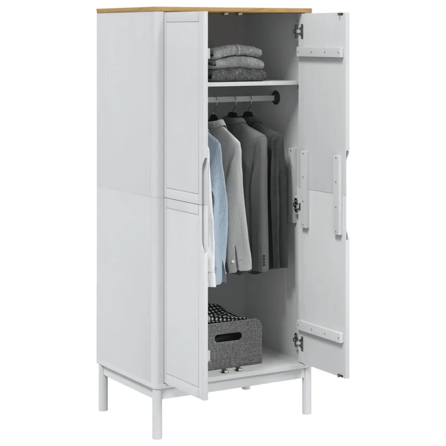 Garde-robe FLORO blanc 77x53x171 cm bois massif de pin - 4