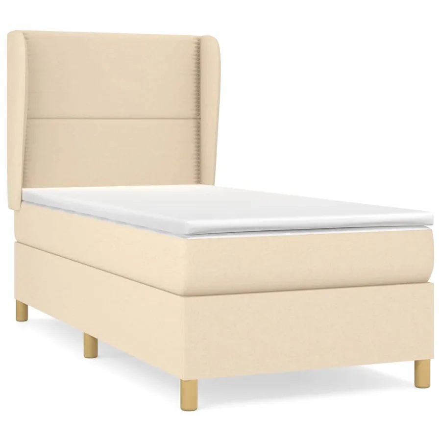 Sommier à lattes de lit avec matelas Crème 100x200 cm Tissu - 2