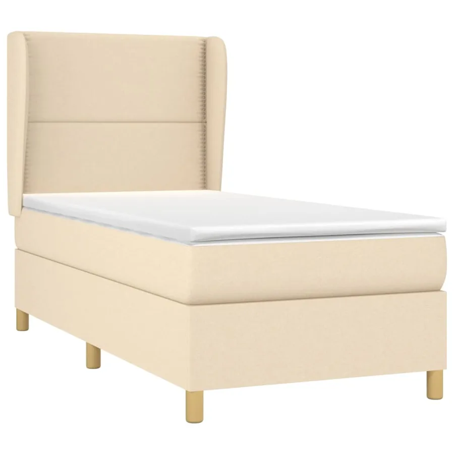 Sommier à lattes de lit avec matelas Crème 100x200 cm Tissu - 3