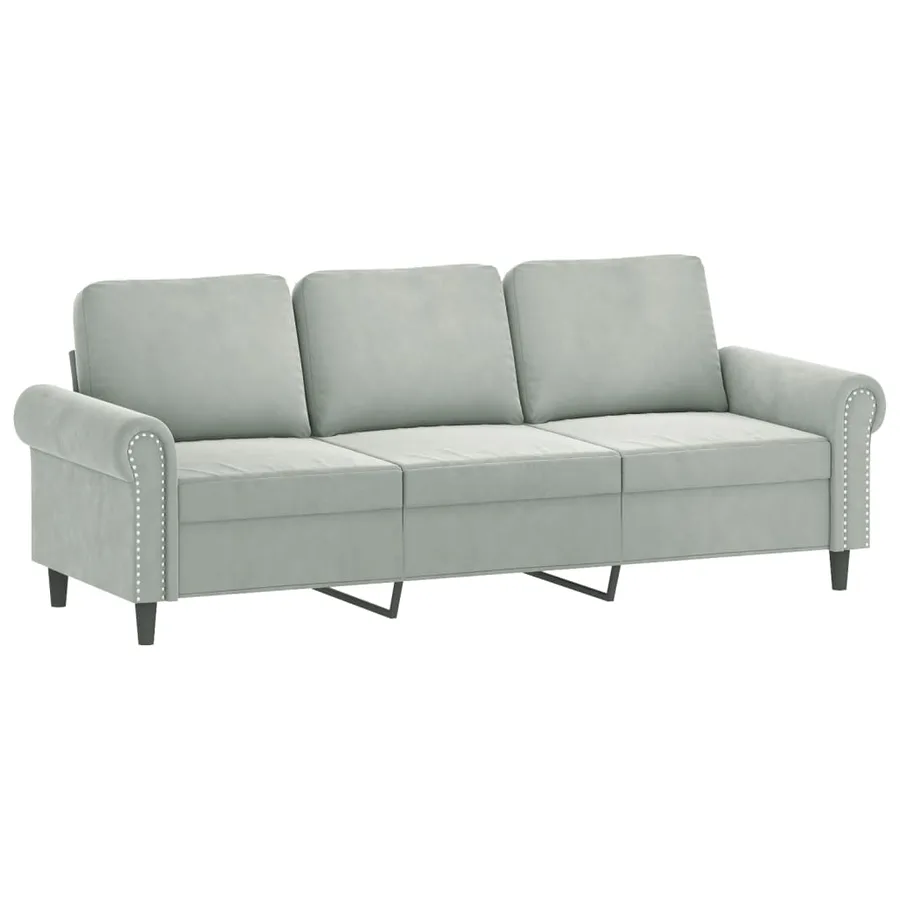 Canapé 3 places avec oreillers gris clair 180 cm velours - 4