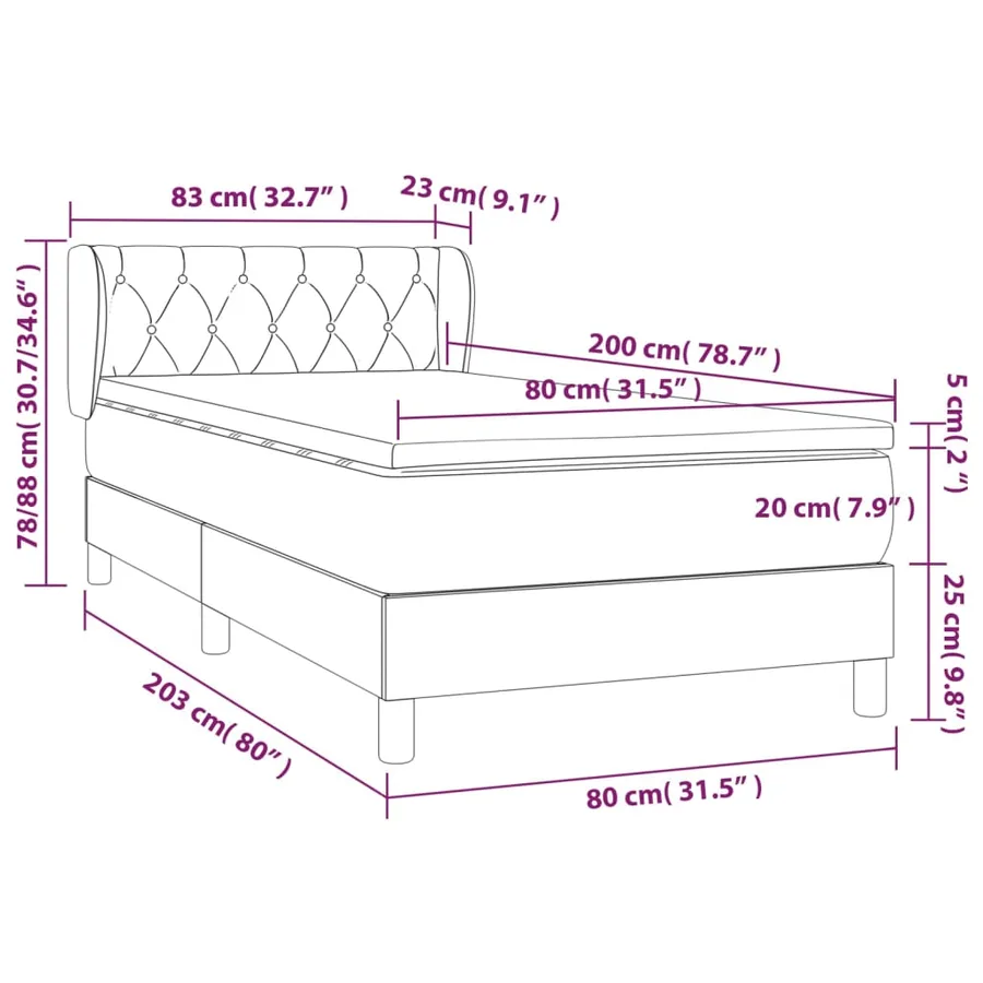 Sommier à lattes de lit avec matelas Gris clair 80x200 cm Tissu - 7