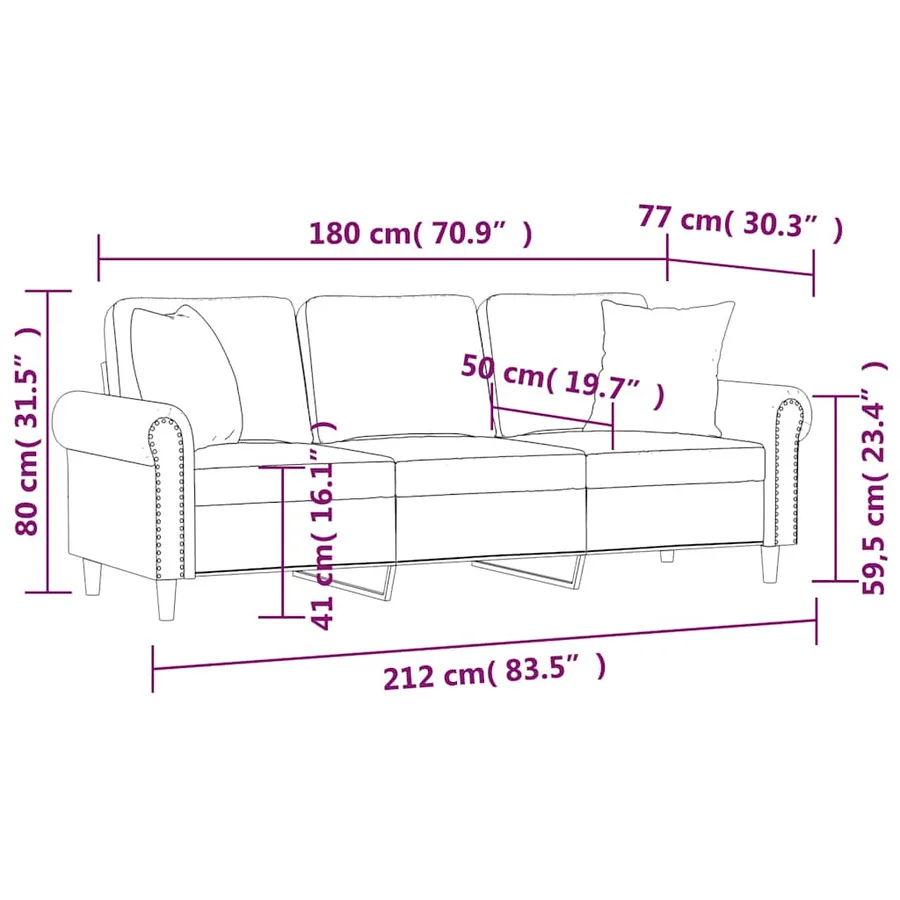 Canapé 3 places avec oreillers vert foncé 180 cm velours - 8