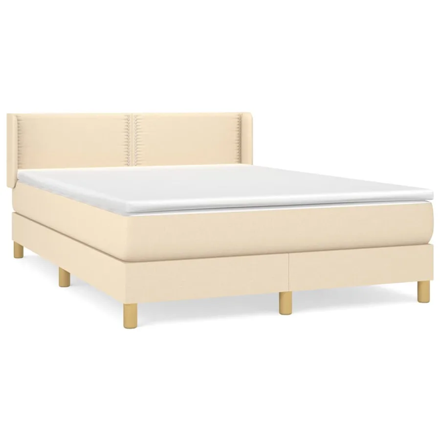 Sommier à lattes de lit avec matelas Crème 140x200 cm Tissu - 2