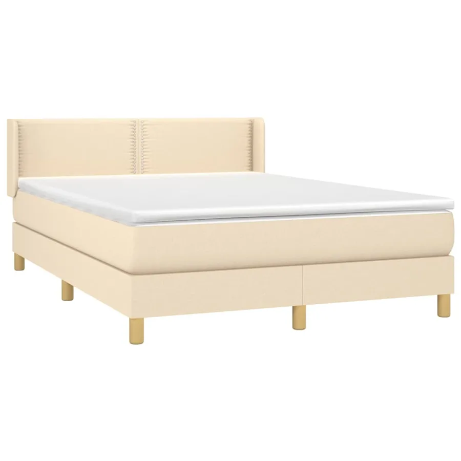 Sommier à lattes de lit avec matelas Crème 140x200 cm Tissu - 3