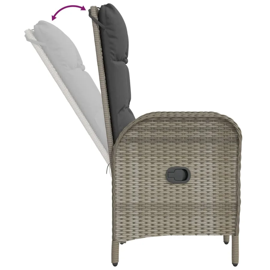 Ensemble à manger de jardin 9pcs et coussins noir et gris - 6
