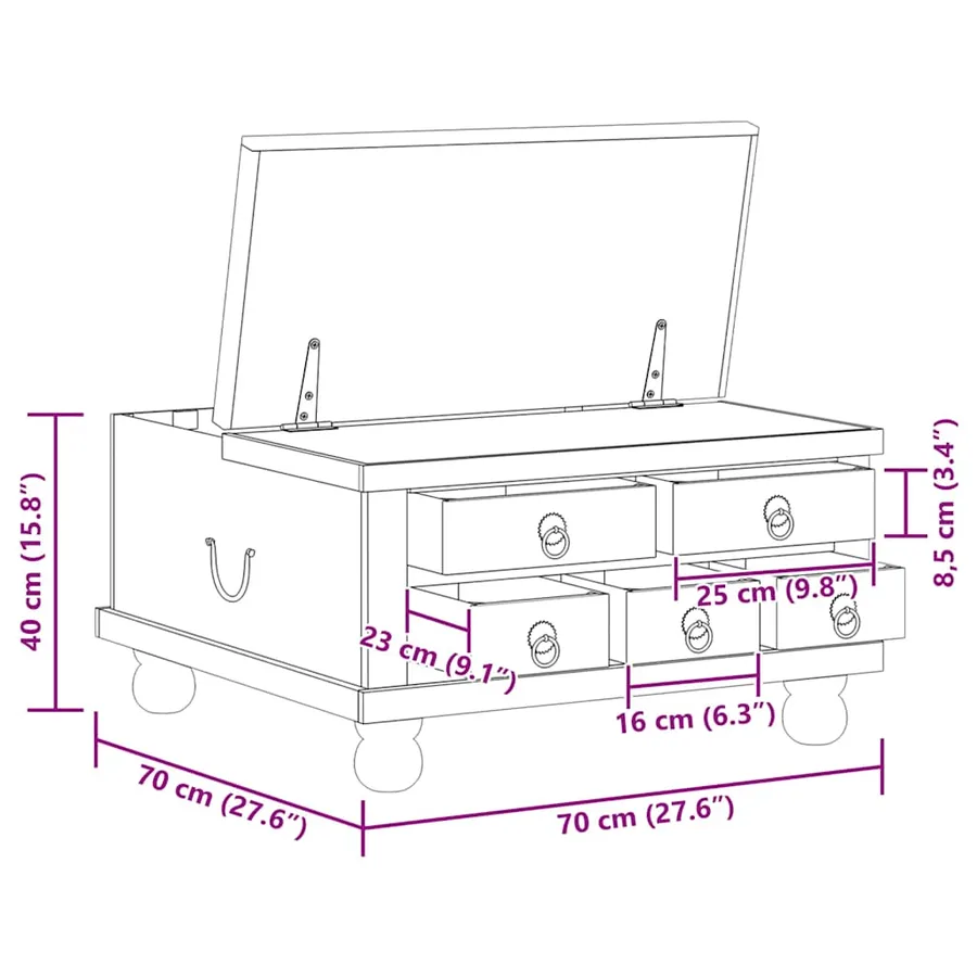 Table basse Bois de récupération 70 x 70 x 38 cm - 12