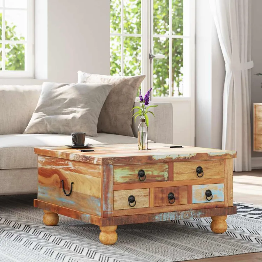 Table basse Bois de récupération 70 x 70 x 38 cm - 3