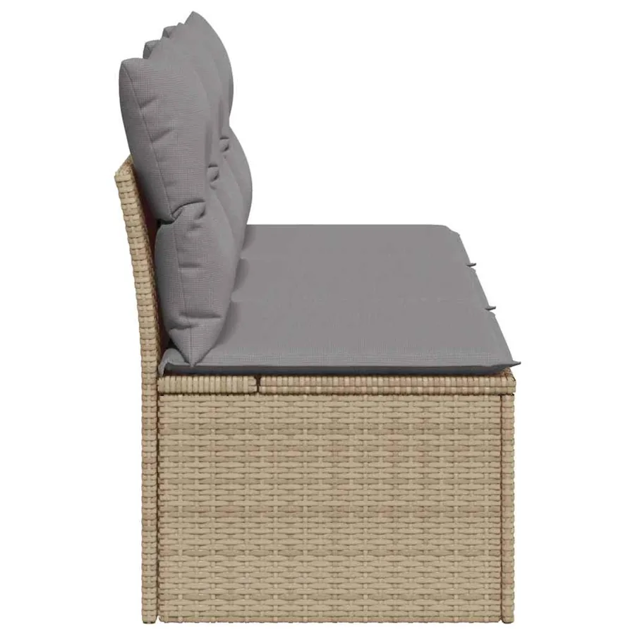 Canapé de jardin avec coussins 3 places beige résine tressée - 5