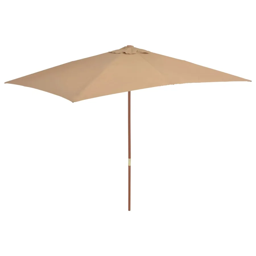 Parasol d'extérieur avec mât en bois 200 x 300 cm taupe