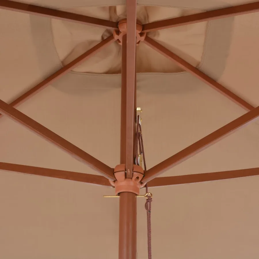 Parasol d'extérieur avec mât en bois 200 x 300 cm taupe - 6